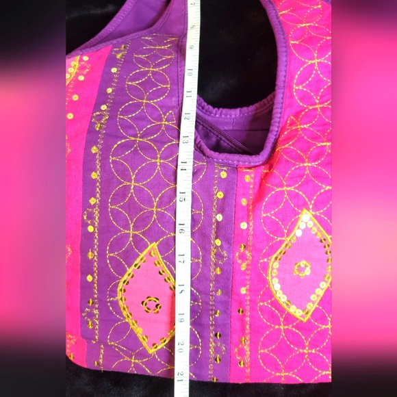 UNIQUE HAND MADE HOBO BOHO PINK AND PURPLE SEQUINS ACCENT TOTE MINT CONDITION - Picture 12 of 13